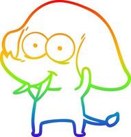 dibujo de línea de gradiente de arco iris elefante de dibujos animados feliz vector
