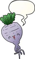 cartoon turnip and speech bubble in smooth gradient style vector