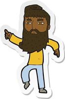 sticker of a cartoon bearded man pointing the way vector