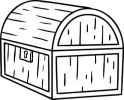line drawing doodle of a treasure chest vector