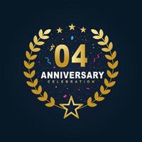 04 Anniversary celebration design, luxurious golden color 04 years Anniversary design. vector