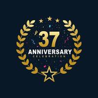 37 Anniversary celebration design, luxurious golden color 37 years Anniversary design. vector