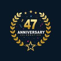 47 Anniversary celebration design, luxurious golden color 47 years Anniversary design. vector