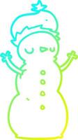 cold gradient line drawing cartoon snowman vector