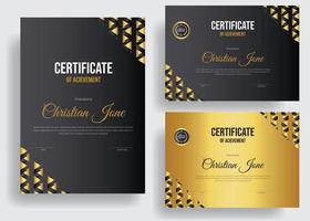 Modern certificate template with flat design, Corporate Diploma Certificate Design Template, University, Contest Diploma certificate, Appreciation certificate best award diploma set, premium gold, ads vector