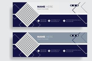 Email Signature Template, Business Corporate Company Identity professional email signature design template, Flat and modern e-mail signature templates. Dark Colors Email or Gmail template Design. vector