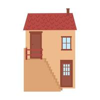 Vector illustration of cute country house in boho style and color