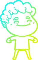 cold gradient line drawing cartoon friendly man vector