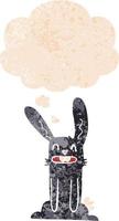 cartoon rabbit and thought bubble in retro textured style vector