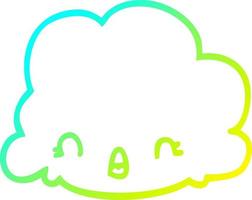 cold gradient line drawing cartoon cloud vector