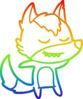 arco iris gradiente línea dibujo amistoso dibujos animados lobo vector