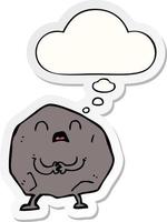 cartoon rock and thought bubble as a printed sticker vector