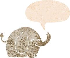 cartoon elephant and speech bubble in retro textured style vector