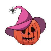 Happy halloween pumpkin on white background. Vector illustration.