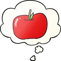 cartoon apple and thought bubble in smooth gradient style vector