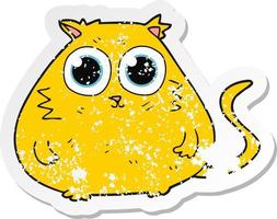 retro distressed sticker of a cartoon cat with big pretty eyes vector