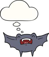 murciélago vampiro de dibujos animados y burbuja de pensamiento vector