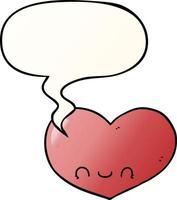cartoon love heart character and speech bubble in smooth gradient style vector