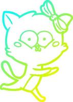 cold gradient line drawing cartoon cat vector