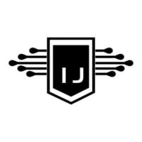 ij concepto de logotipo de letra de círculo creativo. diseño de letras ij. vector