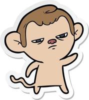 sticker of a cartoon annoyed monkey vector