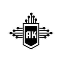 concepto de logotipo de letra de círculo creativo ak. diseño de letras AK. vector