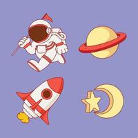 Astronauts vector in flat cartoon style