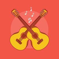 Acoustic guitar cartoon icon vector illustration