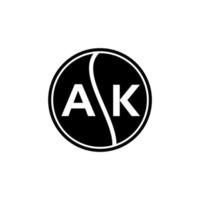 diseño del logotipo de la letra ak sobre fondo negro. concepto de logotipo de letra de círculo creativo ak. diseño de letras AK. vector