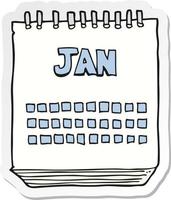 sticker of a cartoon calendar showing month of january vector