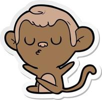 sticker of a cartoon monkey vector