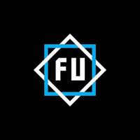 FU letter logo design on black background. FU creative circle letter logo concept. FU letter design. vector