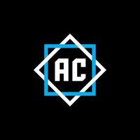 AC letter logo design on black background. AC creative circle letter logo concept. AC letter design. vector
