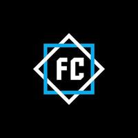 diseño del logotipo de la letra fc sobre fondo negro. concepto de logotipo de letra de círculo creativo fc. diseño de letras fc. vector