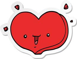 sticker of a cartoon happy love heart vector