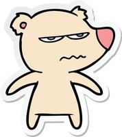 sticker of a angry bear cartoon vector