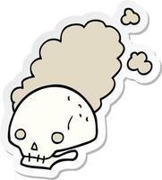 sticker of a cartoon dusty old skull vector