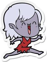 sticker of a cute cartoon happy vampire girl vector