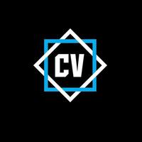 diseño de logotipo de letra cv sobre fondo negro. cv concepto de logotipo de letra de círculo creativo. diseño de carta cv. vector