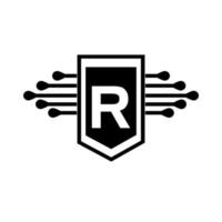 r concepto de logotipo de letra de círculo creativo. diseño de letra r. vector