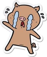 sticker of a crying pig cartoon vector