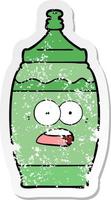 distressed sticker of a cartoon sports drink vector
