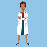 The character of a full-length African-American female doctor. vector