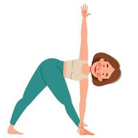 Girl doing yoga. Slender girl in pose on a white background. vector