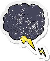 retro distressed sticker of a cartoon thundercloud symbol vector