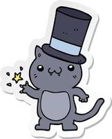 sticker of a cartoon cat wearing top hat vector