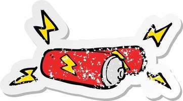 retro distressed sticker of a cartoon batteries vector