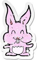 retro distressed sticker of a cartoon rabbit vector