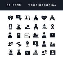 Vector Simple Icons of World Blogger Day