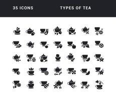 Set of simple icons of Types of Tea vector